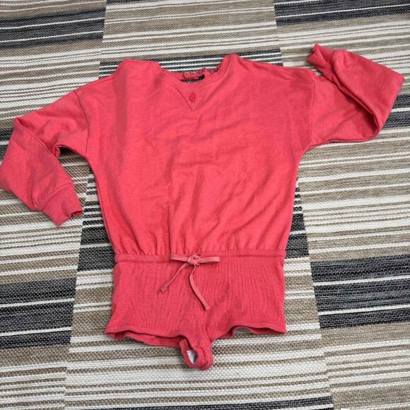 Free People FP Movement For The Win Playsuit Open Back Micro Shorts Orange Sz S - Picture 3 of 13